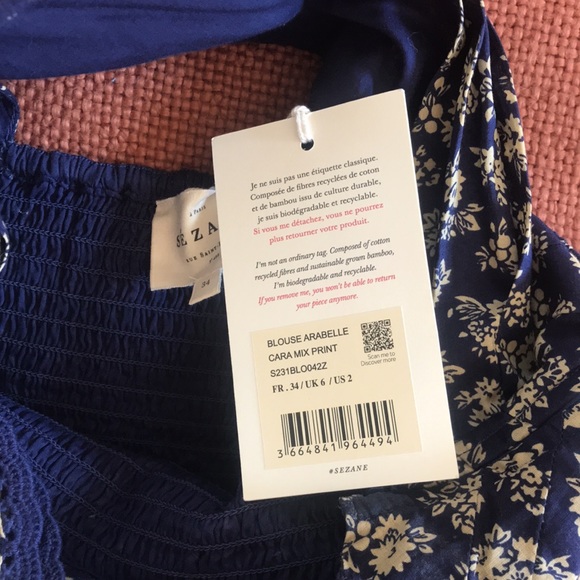 NWT Sezane Arabelle top cara print 34 2 - Picture 6 of 9